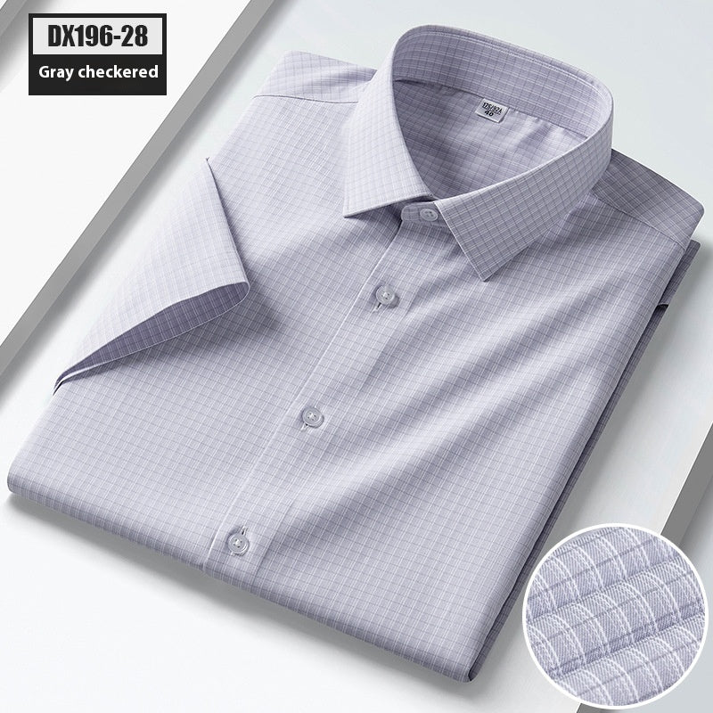 Summer New Silk Shirt Striped Short-sleeved Shirt For Men