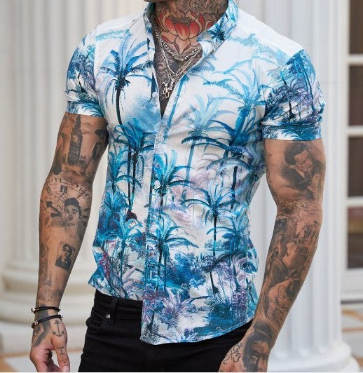 Men's Short-sleeved Printed Hawaiian Shirt