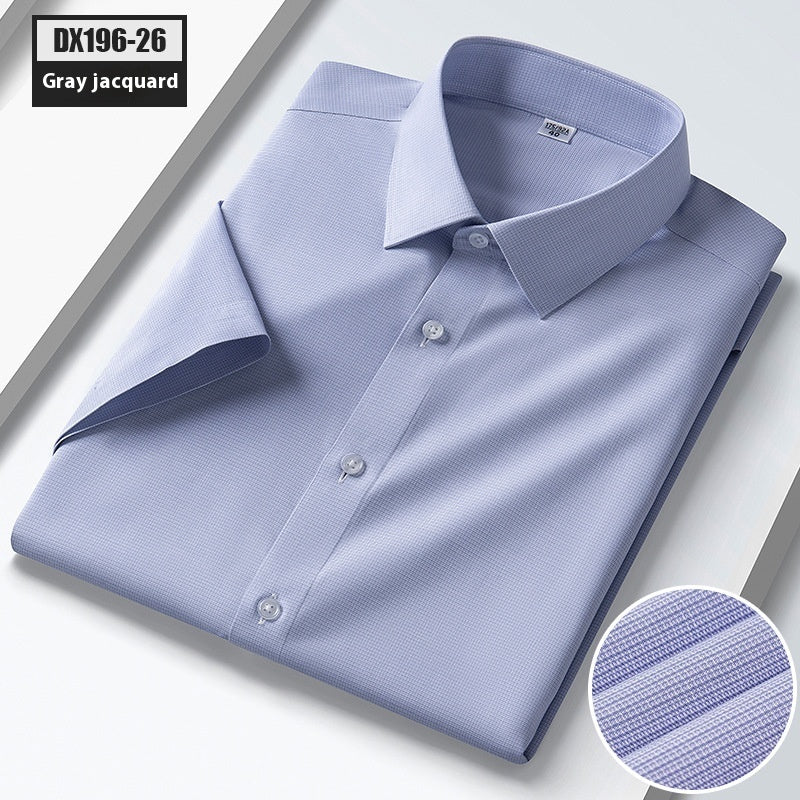 Summer New Silk Shirt Striped Short-sleeved Shirt For Men